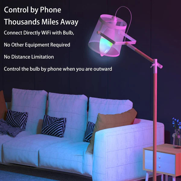 Smart E14 WiFi LED Bulb – RGB + White, Dimmable, Alexa/Google Home Compatible